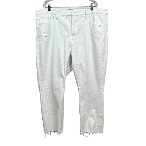 Good American Womens Jeans Good‎ Legs Straight Stretch Hi Rise Raw Hem White 26 - Picture 1 of 8